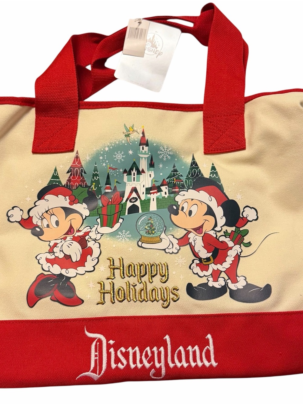 Disney Parks Exclusive Mickey Minnie Mouse Holidays Christmas Tote Bag Stitched